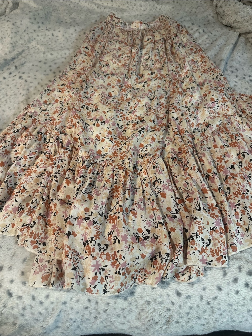Free People Maxi Skirt in Pink and Cream Floral